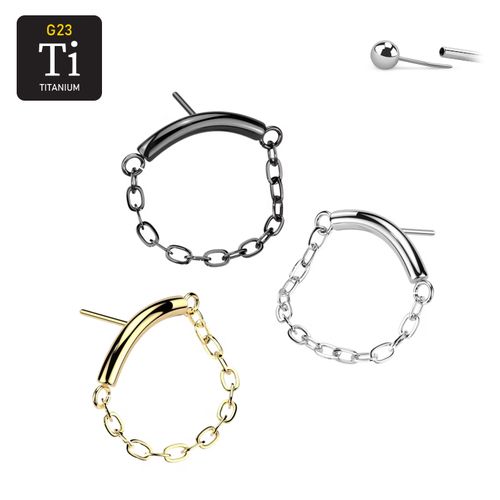 Threadless topp i titanium - Böjd stav med kedja