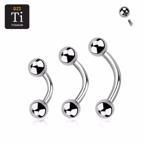 Banana i titanium utvändigt gängad 1.2mm med 4mm kulor