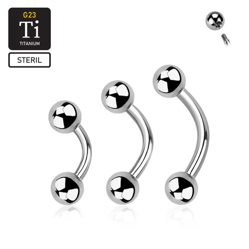 Steril banana i titanium utvändigt gängad 1.2mm med 4mm kulor