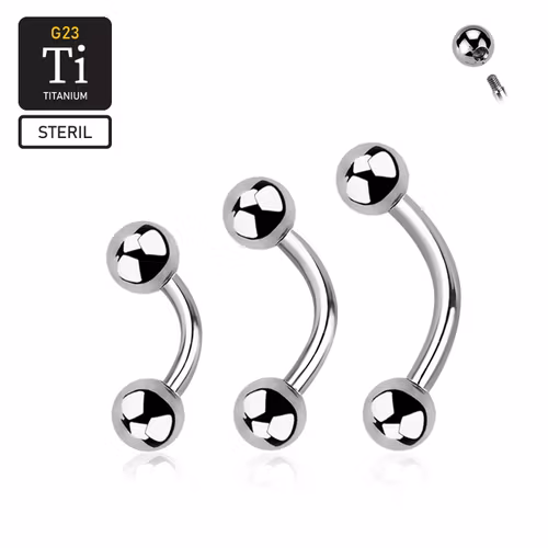 Steril banana i titanium utvändigt gängad 1.2mm med 4mm kulor
