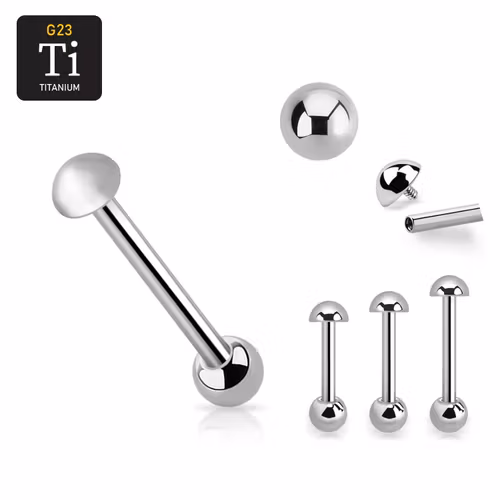 Barbell i titanium - invändigt gängad 1.6mm med 5mm halvkula