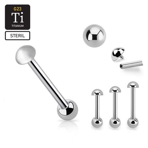 Steril barbell i titanium - invändigt gängad 1.6mm med 5mm halvkula