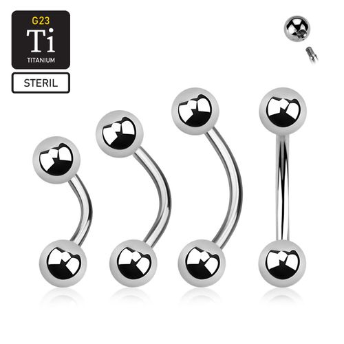 Steril banana i titanium utvändigt gängad 1.6mm med 5mm kulor