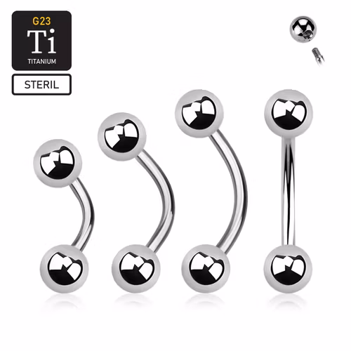 Steril banana i titanium utvändigt gängad 1.6mm med 5mm kulor