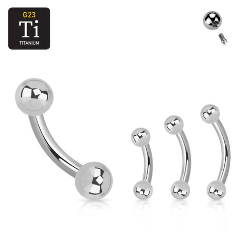 Titanium banana utvändigt gängad 1.6mm med 3mm kulor