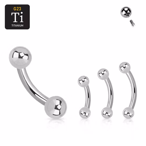 Titanium banana utvändigt gängad 1.6mm med 3mm kulor