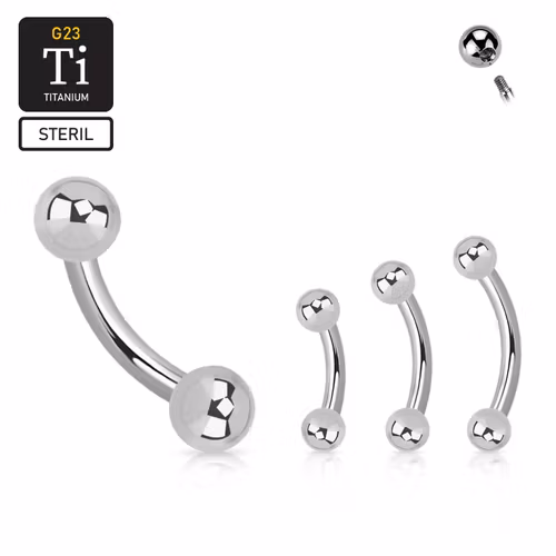 Steril titanium banana utvändigt gängad 1.6mm med 3mm kulor