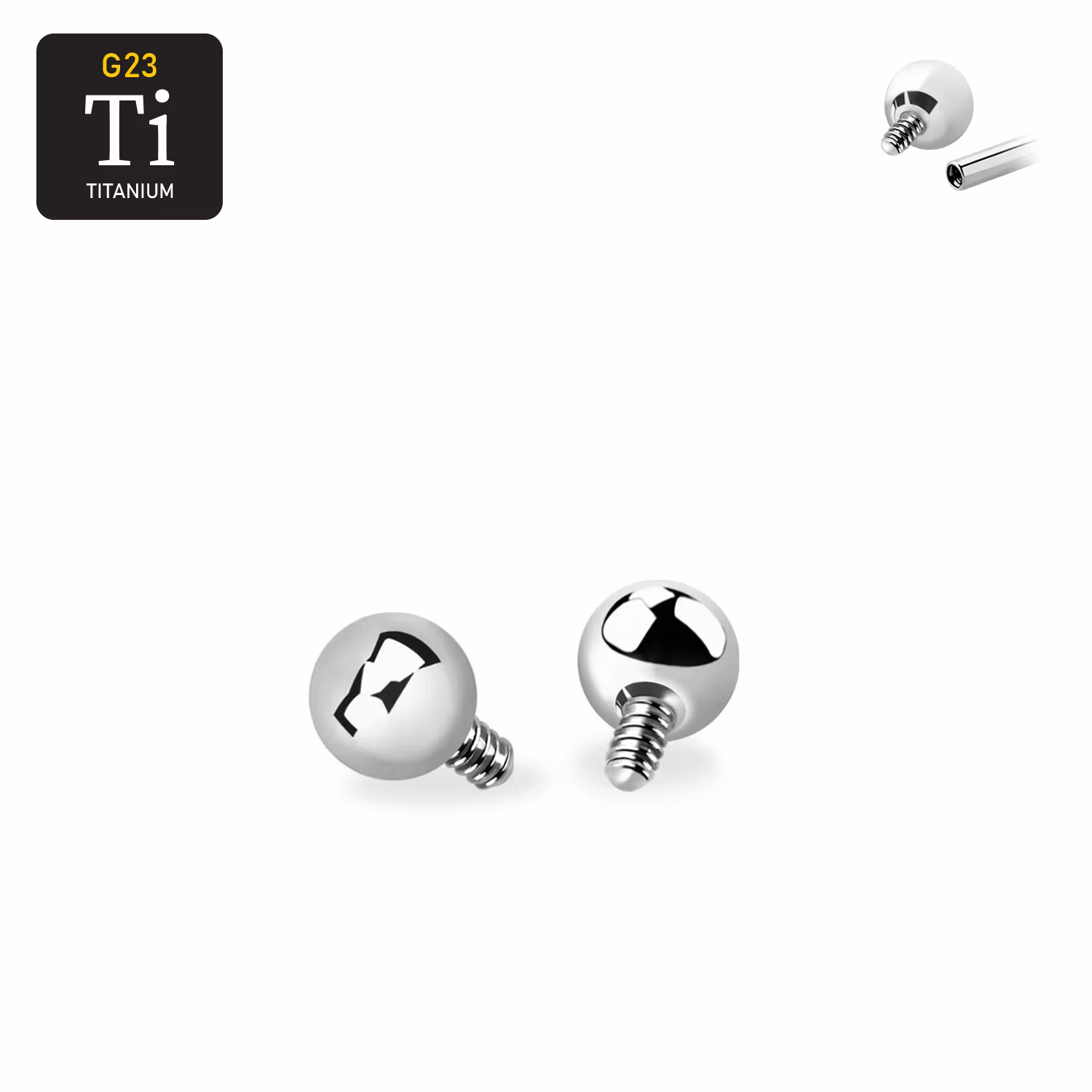 3mm kula i titanium - för invändigt gängad (0.9mm) stav 1.2mm (lös del)