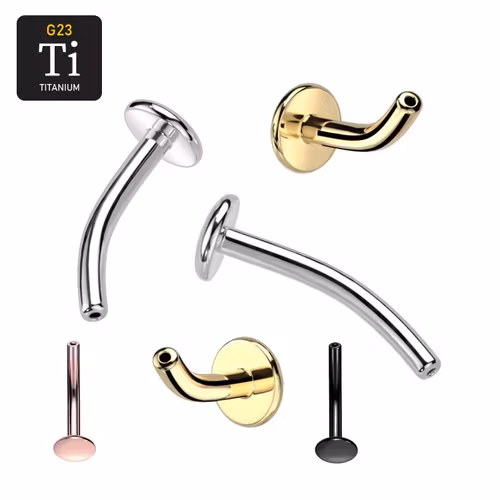 Threadless böjd labret "floating navel" i titanium (lös del)