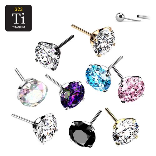 Threadless topp i titanium - Prong-set CZ