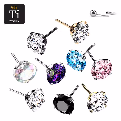 Threadless topp i titanium - Prong-set CZ