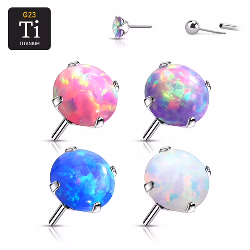 Threadless topp i titanium - "prong-set" opalit
