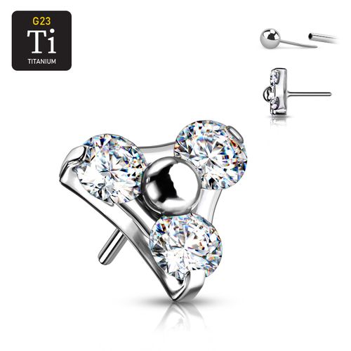 Threadless topp i titanium - 3.5mm treenighet med klar CZ