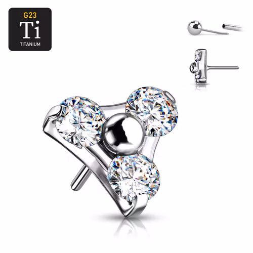Threadless topp i titanium - 3.5mm treenighet med klar CZ