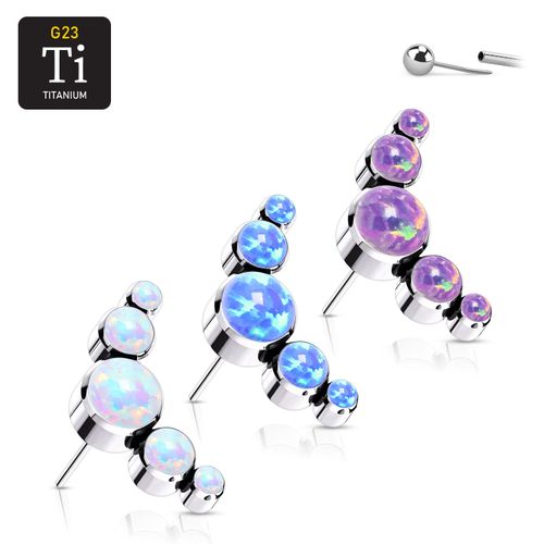 Threadless topp i titanium - böjt kluster med 5 opaliter