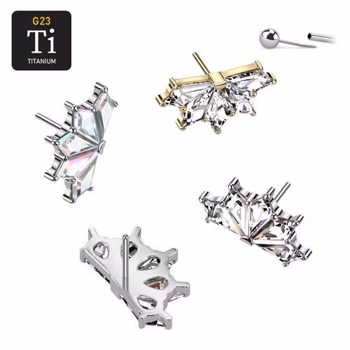 Threadless topp i titanium - Topp med 5st CZ