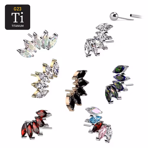 Threadless topp i titanium - 5st navettslipade CZ