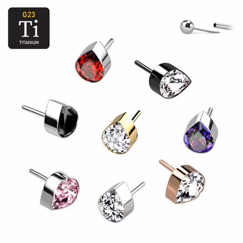 Threadless topp i titanium - Droppformad CZ