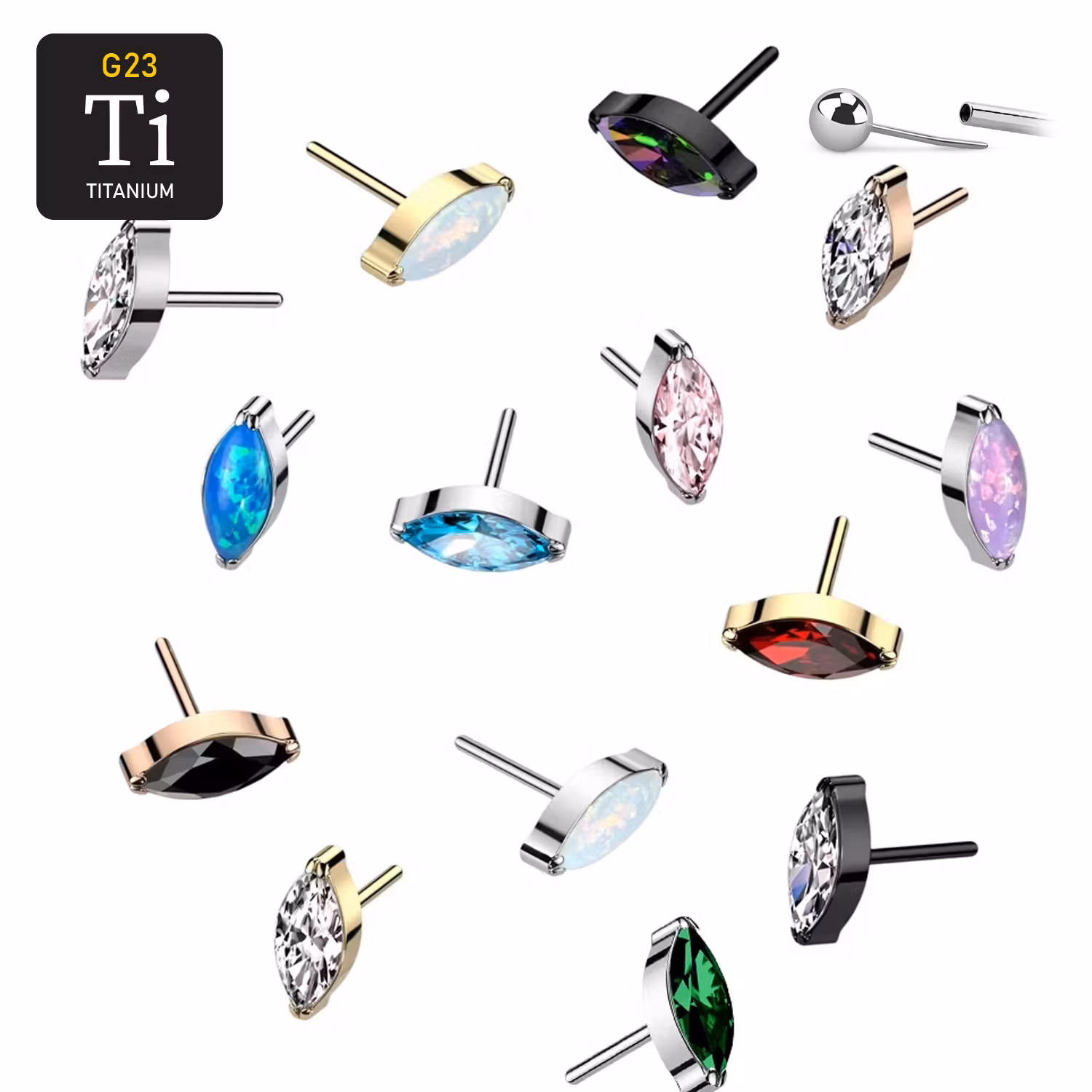 Threadless topp i titanium - Navettslipad CZ eller opal