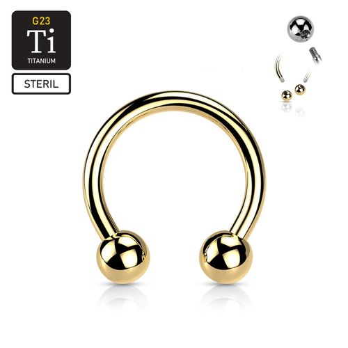 Steril PVD-pläterad titanium CBR / cirkulär barbell 1.2mm med 3mm kulor