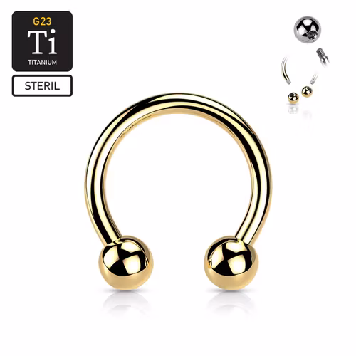 Steril PVD-pläterad titanium CBR / cirkulär barbell 1.2mm med 3mm kulor