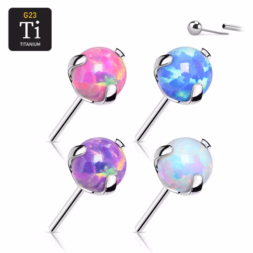 Threadless topp i titanium - Prong-set opal