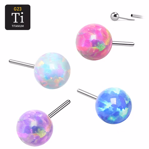 Threadless topp i titanium - Rund opal