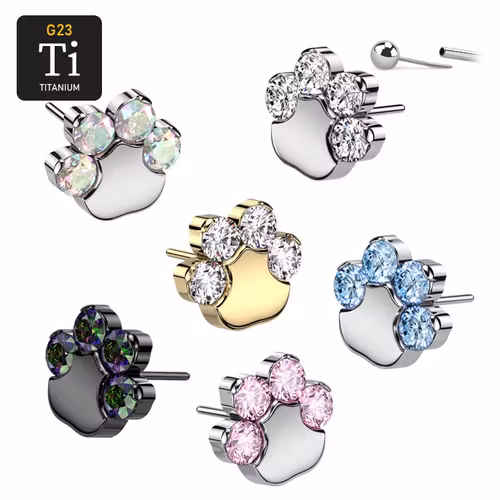Threadless topp i titanium - Tass med CZ