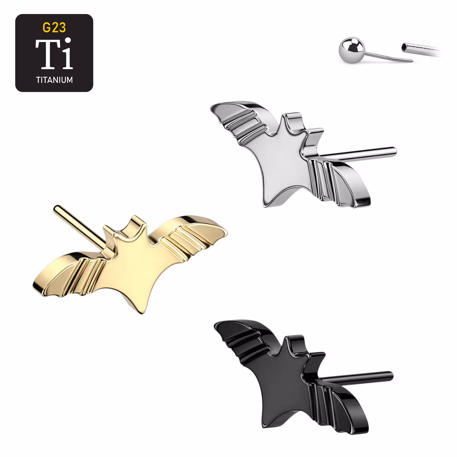 Threadless topp i titanium - Fladdermus