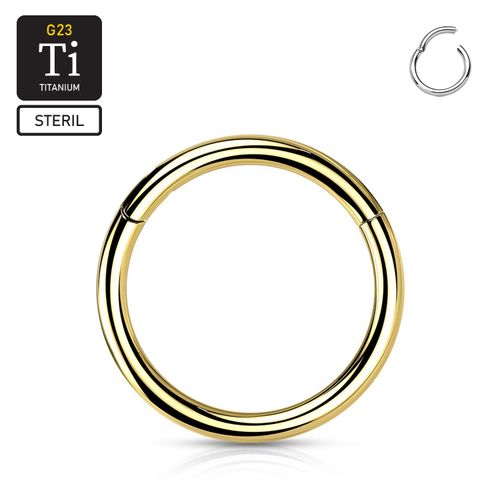 Steril PVD pläterad titanium segmentring med gångjärn 1.2mm (guld)