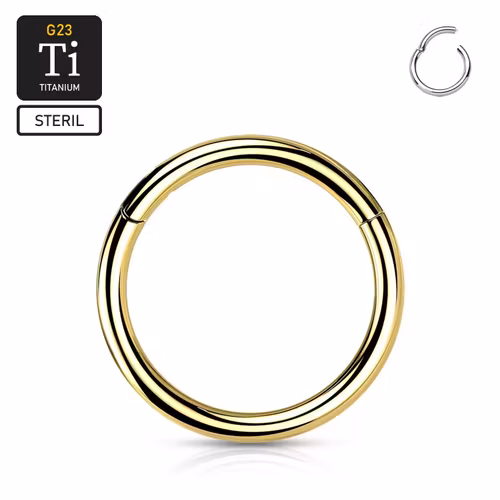 Steril anodiserad titanium segmentring med gångjärn 0.8mm (guld)