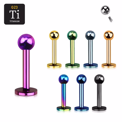 Labret i PVD-pläterad titanium 1.2mm med 3mm kula