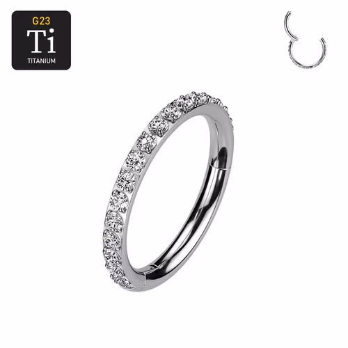 Titanium ring med gångjärn och CZ på ytterkanten 1.2mm (12mm)