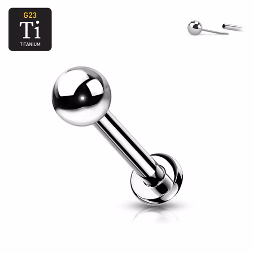 Threadless labret i titanium 0.8mm med push-pin kula