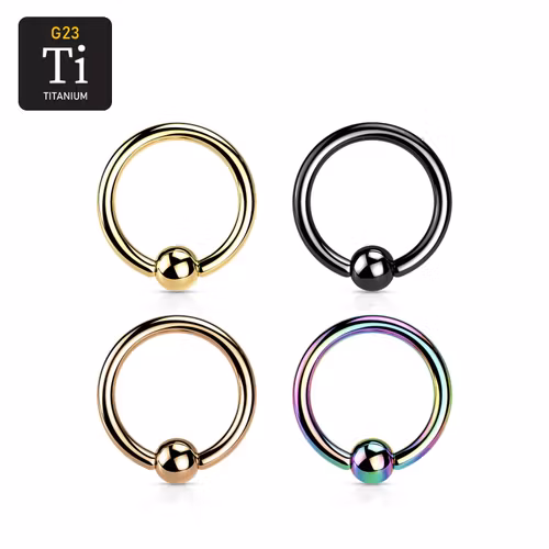 PVD-pläterad Titanium BCR / Ring med kula - 1.2mm med 3mm kula