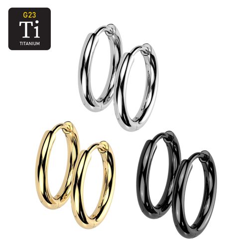 Titanium PVD Örhänge / Hoop huggie 2mm tjock (par)