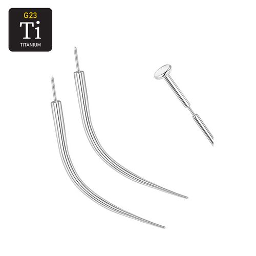 Böjd ledsticka / taper i titanium för threadless push-pins smycken