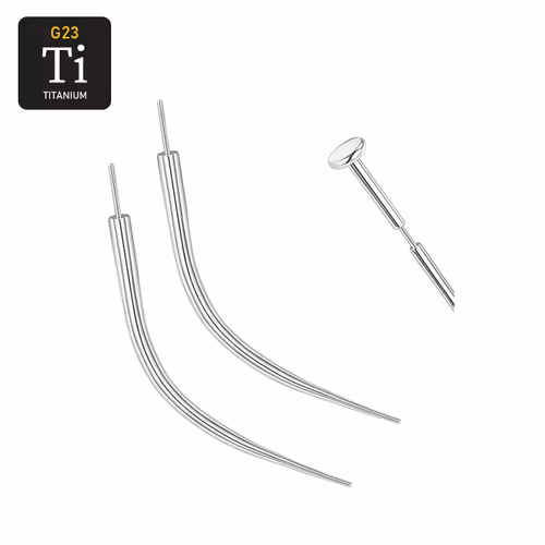 Böjd ledsticka / taper i titanium för threadless push-pins smycken