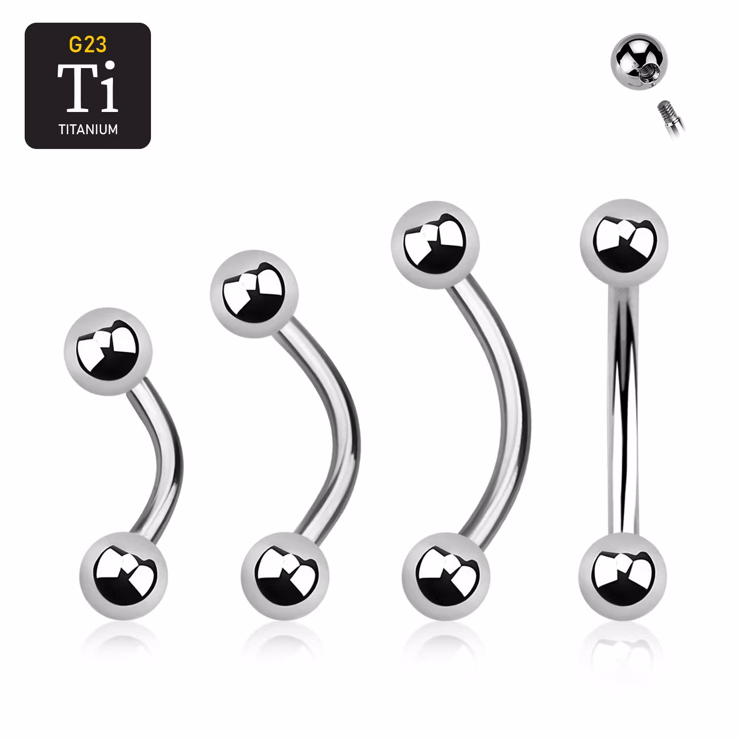 Banana i titanium 1.6mm med 4mm kulor