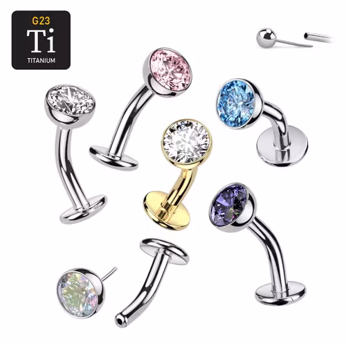 Threadless Navelsmycke i titanium Floating Navel - Topp med 5mm cubic zirconia