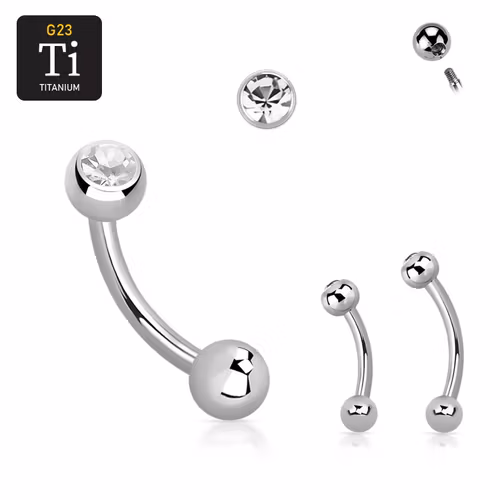 Titanium Banana 1.2mm till ögonbryn med 4mm crystalkula