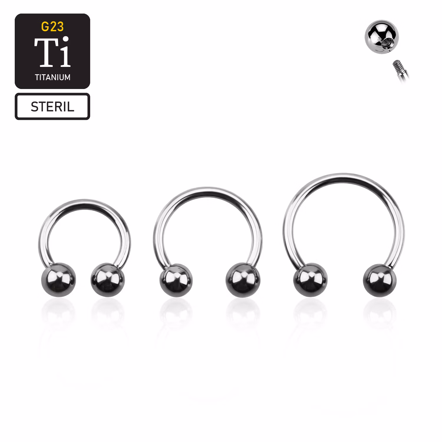 Steril titanium CBR 1.6mm med 5mm kulor
