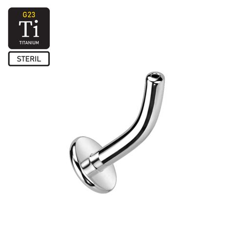 Steril Threadless böjd labret "floating navel" i titanium (lös del)