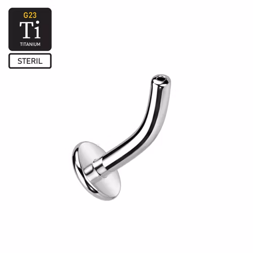 Steril Threadless böjd labret "floating navel" i titanium (lös del)