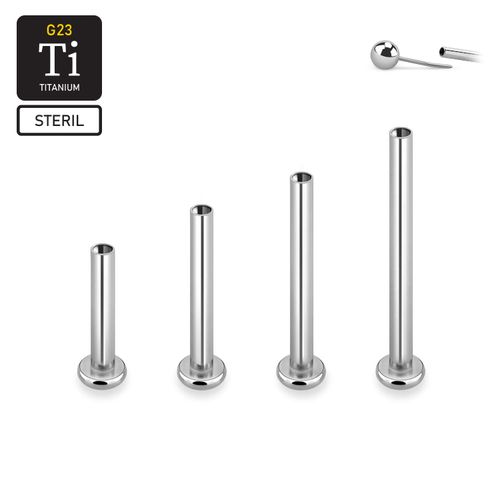 Steril threadless labret i titan - 2.5mm bas (lös del)