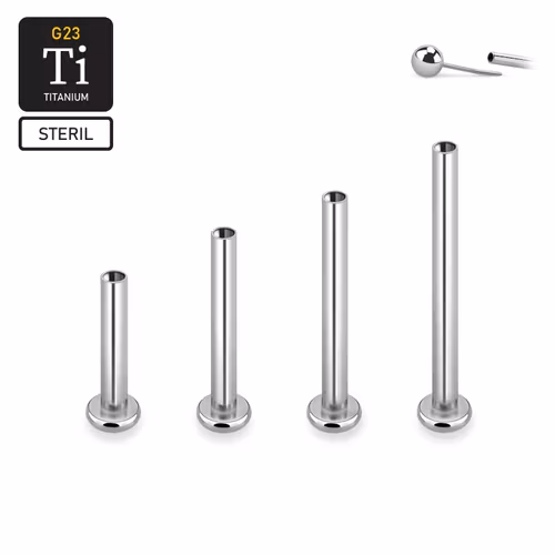 Steril threadless labret i titan - 2.5mm bas (lös del)