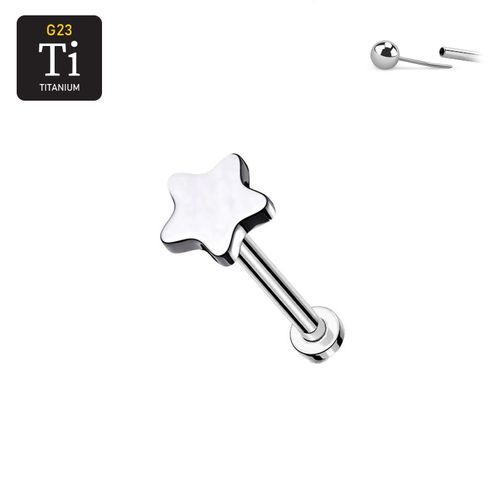 Threadless labret i titanium med stjärna
