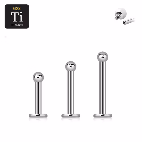 Titanium labret invändigt gängad 1.2mm med 2mm kula