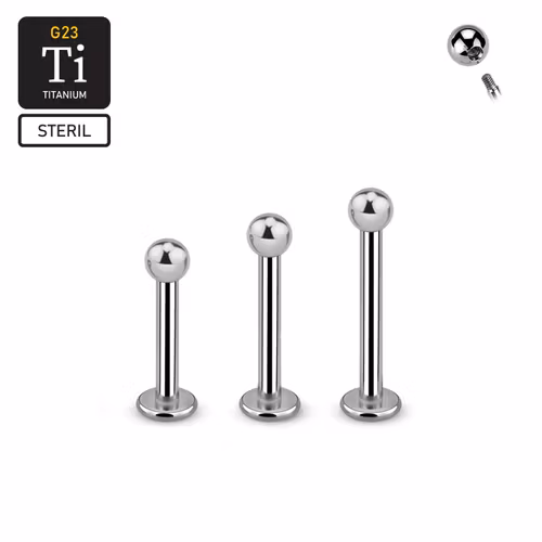 Steril titanium labret 1.6mm med 3mm kula