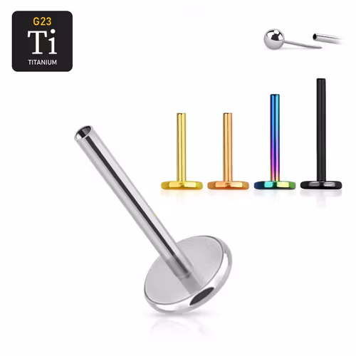 Threadless labret i titanium 0.8mm / 1.0mm med 4mm bas (lös del)